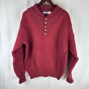 Remington Sweater Men's XL Windstopper Wool Orlon Red Chest Vtg‎ 5 Button